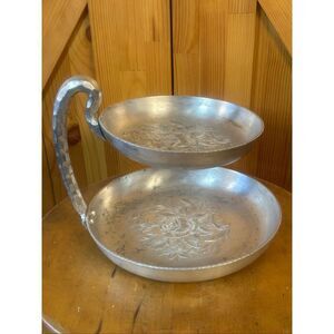 EVERLAST FORGED ALUMINUM 2 TIER TRAY Floral Vintage Server (5585)